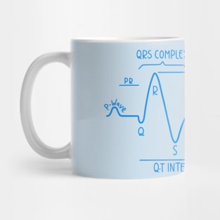 Hand Drawn Normal Electrocardiogram Blue Mug